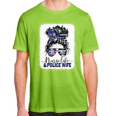 Nurse Life And Police Wifemeaningful Giftmom Messy Bun Hair Great Gift Adult ChromaSoft Performance T-Shirt