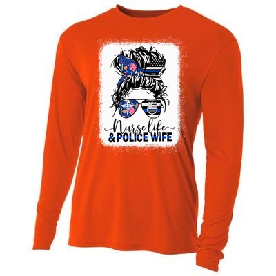 Nurse Life And Police Wifemeaningful Giftmom Messy Bun Hair Great Gift Cooling Performance Long Sleeve Crew