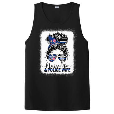 Nurse Life And Police Wifemeaningful Giftmom Messy Bun Hair Great Gift PosiCharge Competitor Tank