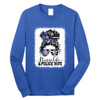 Nurse Life And Police Wifemeaningful Giftmom Messy Bun Hair Great Gift Long Sleeve Shirt