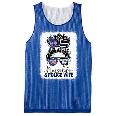 Nurse Life And Police Wifemeaningful Giftmom Messy Bun Hair Great Gift Mesh Reversible Basketball Jersey Tank