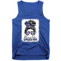 Nurse Life And Police Wifemeaningful Giftmom Messy Bun Hair Great Gift Tank Top