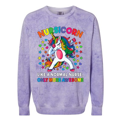 Nursicorn Like A Nurse Only Awesome Dabbing Unicorn Gift Colorblast Crewneck Sweatshirt