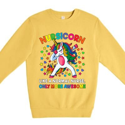 Nursicorn Like A Nurse Only Awesome Dabbing Unicorn Gift Premium Crewneck Sweatshirt