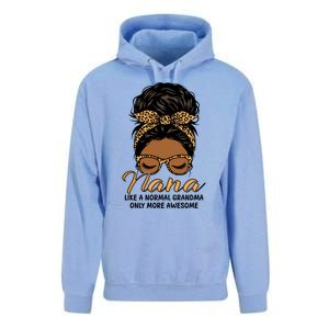 Nana Like A Normal Grandma Black Messy Bun Funny Great Gift Unisex Surf Hoodie