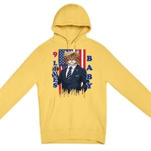 Nine Lives Baby Cat In Suite With Trump Hair Premium Pullover Hoodie