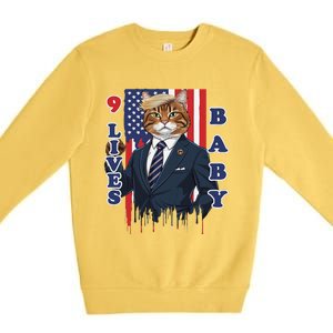 Nine Lives Baby Cat In Suite With Trump Hair Premium Crewneck Sweatshirt