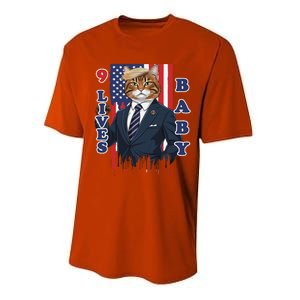 Nine Lives Baby Cat In Suite With Trump Hair Performance Sprint T-Shirt