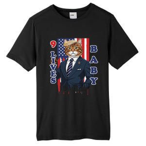 Nine Lives Baby Cat In Suite With Trump Hair Tall Fusion ChromaSoft Performance T-Shirt