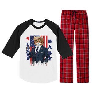 Nine Lives Baby Cat In Suite With Trump Hair Raglan Sleeve Pajama Set