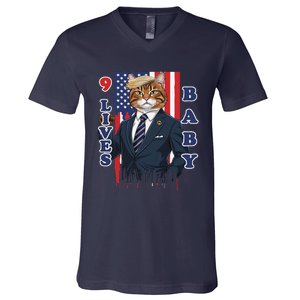 Nine Lives Baby Cat In Suite With Trump Hair V-Neck T-Shirt