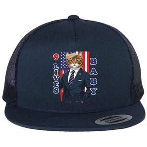 Nine Lives Baby Cat In Suite With Trump Hair Flat Bill Trucker Hat