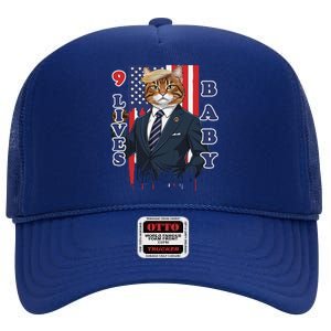 Nine Lives Baby Cat In Suite With Trump Hair High Crown Mesh Back Trucker Hat