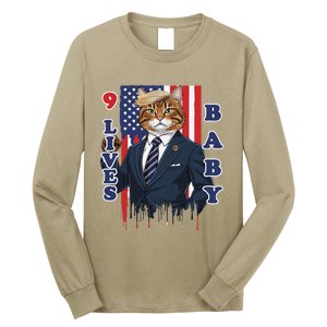 Nine Lives Baby Cat In Suite With Trump Hair Long Sleeve Shirt