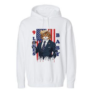 Nine Lives Baby Cat In Suite With Trump Hair Garment-Dyed Fleece Hoodie