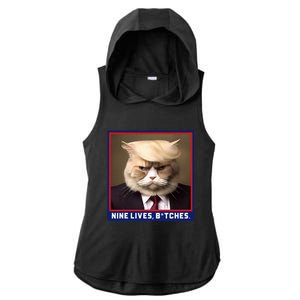 Nine Lives Bitches Funny Shooting Trump Cat Political Ladies PosiCharge Tri-Blend Wicking Draft Hoodie Tank