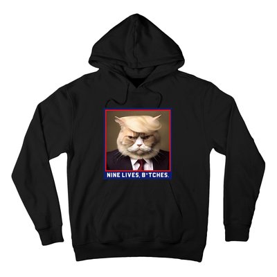 Nine Lives Bitches Funny Shooting Trump Cat Political Hoodie