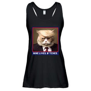 Nine Lives Bitches Funny Shooting Trump Cat Political Ladies Essential Flowy Tank