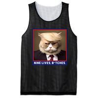 Nine Lives Bitches Funny Shooting Trump Cat Political Mesh Reversible Basketball Jersey Tank