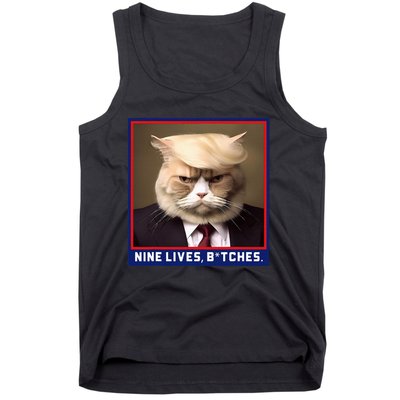 Nine Lives Bitches Funny Shooting Trump Cat Political Tank Top