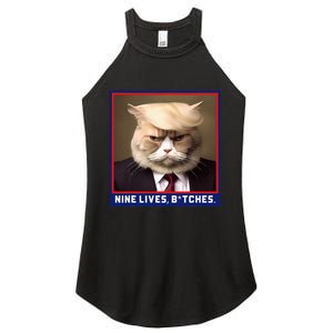 Nine Lives Bitches Funny Shooting Trump Cat Political Women's Perfect Tri Rocker Tank