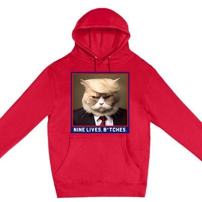 Nine Lives Bitches Funny Shooting Trump Cat Political Premium Pullover Hoodie