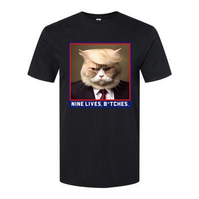 Nine Lives Bitches Funny Shooting Trump Cat Political Softstyle CVC T-Shirt