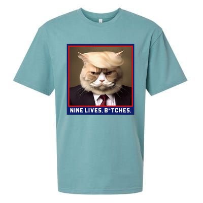 Nine Lives Bitches Funny Shooting Trump Cat Political Sueded Cloud Jersey T-Shirt