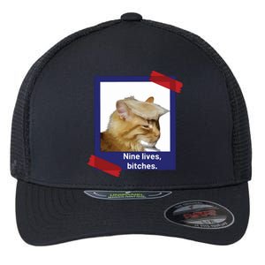 Nine Lives Bitches Funny Trump Cat Flexfit Unipanel Trucker Cap