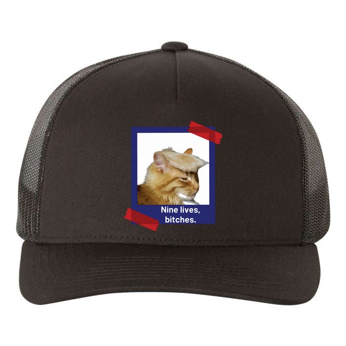 Nine Lives Bitches Funny Trump Cat Yupoong Adult 5-Panel Trucker Hat