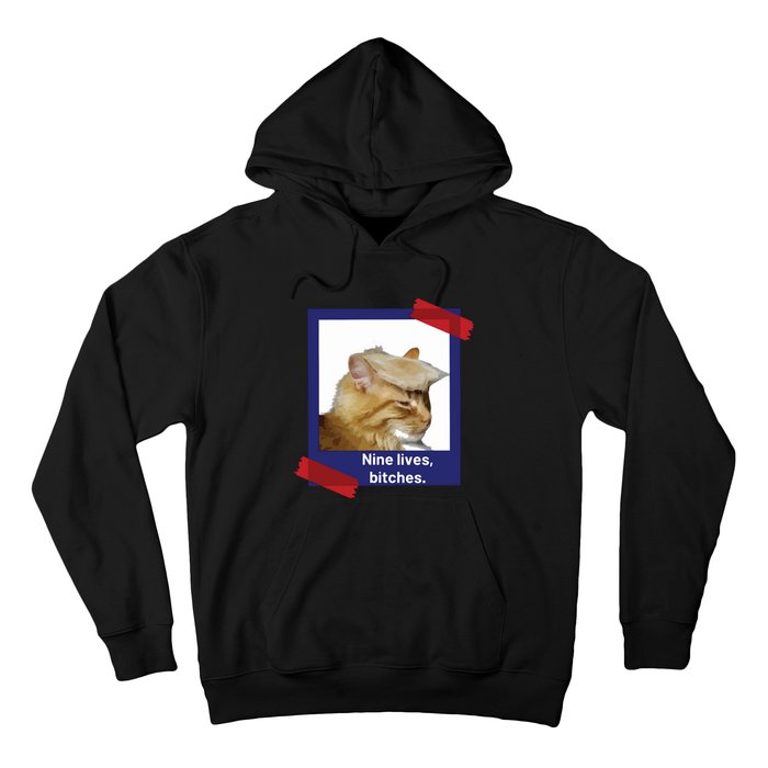 Nine Lives Bitches Funny Trump Cat Hoodie