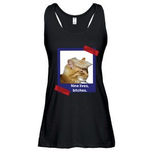 Nine Lives Bitches Funny Trump Cat Ladies Essential Flowy Tank