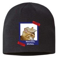 Nine Lives Bitches Funny Trump Cat Sustainable Beanie