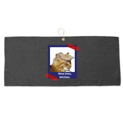 Nine Lives Bitches Funny Trump Cat Large Microfiber Waffle Golf Towel