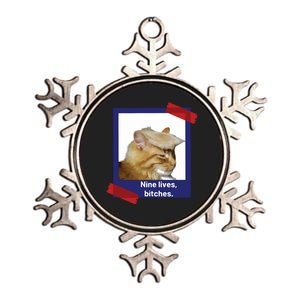 Nine Lives Bitches Funny Trump Cat Metallic Star Ornament