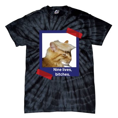 Nine Lives Bitches Funny Trump Cat Tie-Dye T-Shirt