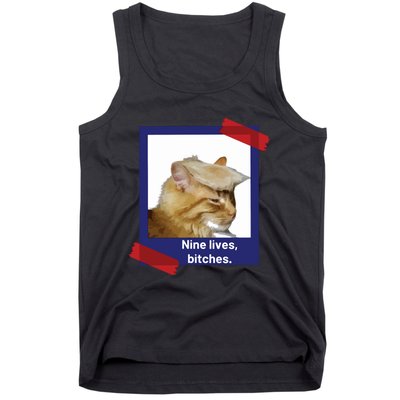 Nine Lives Bitches Funny Trump Cat Tank Top