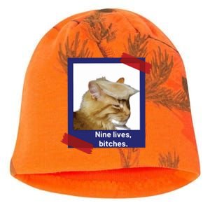 Nine Lives Bitches Funny Trump Cat Kati - Camo Knit Beanie