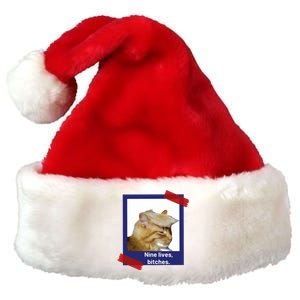 Nine Lives Bitches Funny Trump Cat Premium Christmas Santa Hat