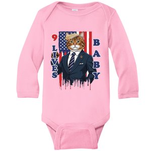 Nine Lives Baby Cat In Suite With Trump Hair Baby Long Sleeve Bodysuit