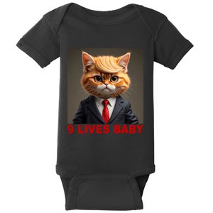 Nine Lives Baby Cat In Suite With Trump Hair Funny Baby Bodysuit