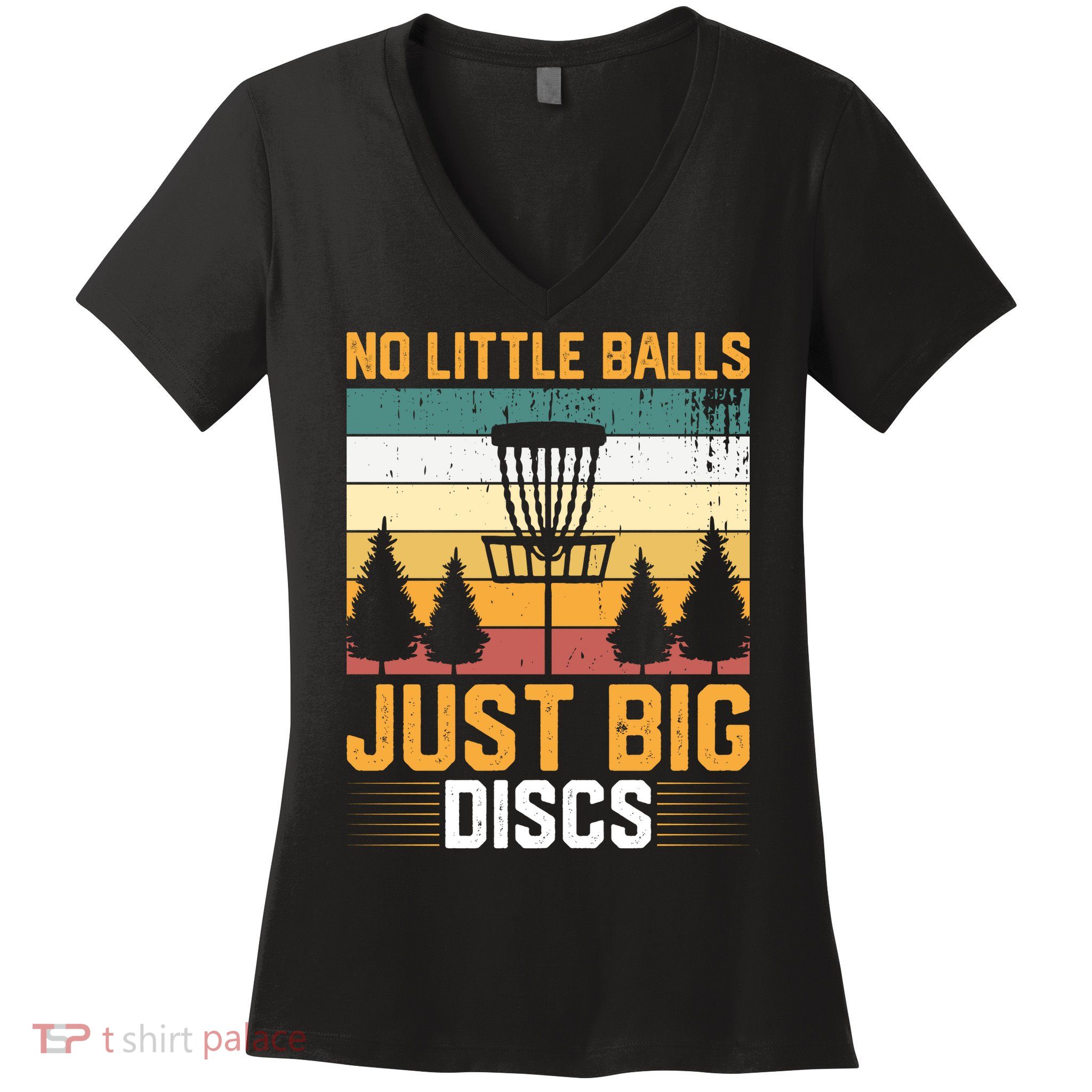 No Little Balls Just Big Vintage Disc Golf Frisbee Golf Women's V-Neck T-Shirt