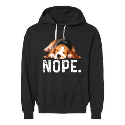 Nope Lazy Beagle Dog Lover Gift Garment-Dyed Fleece Hoodie