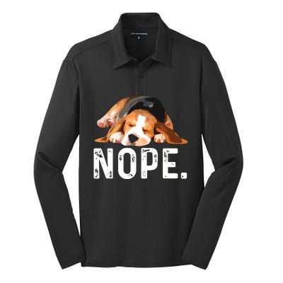 Nope Lazy Beagle Dog Lover Gift Silk Touch Performance Long Sleeve Polo