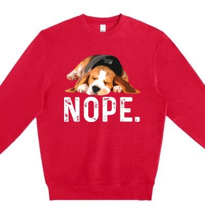 Nope Lazy Beagle Dog Lover Gift Premium Crewneck Sweatshirt