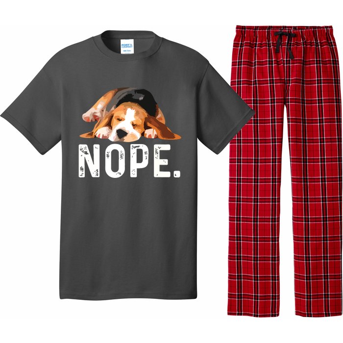 Nope Lazy Beagle Dog Lover Gift Pajama Set