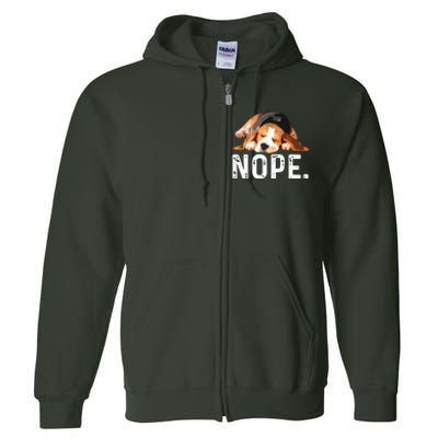 Nope Lazy Beagle Dog Lover Gift Full Zip Hoodie