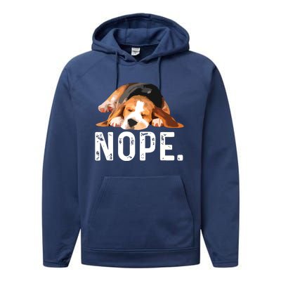 Nope Lazy Beagle Dog Lover Gift Performance Fleece Hoodie