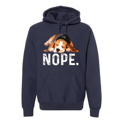 Nope Lazy Beagle Dog Lover Gift Premium Hoodie