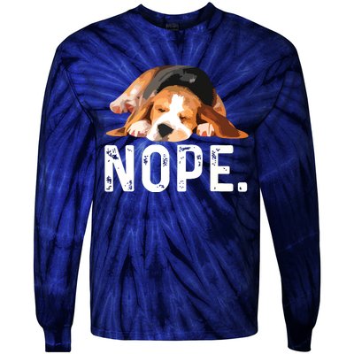 Nope Lazy Beagle Dog Lover Gift Tie-Dye Long Sleeve Shirt